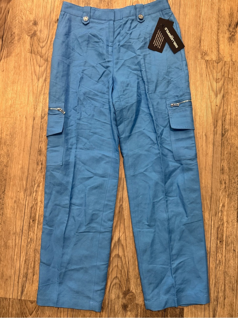 Karl Lagerfeld Sky Blue Wide-Leg Cargo Trousers